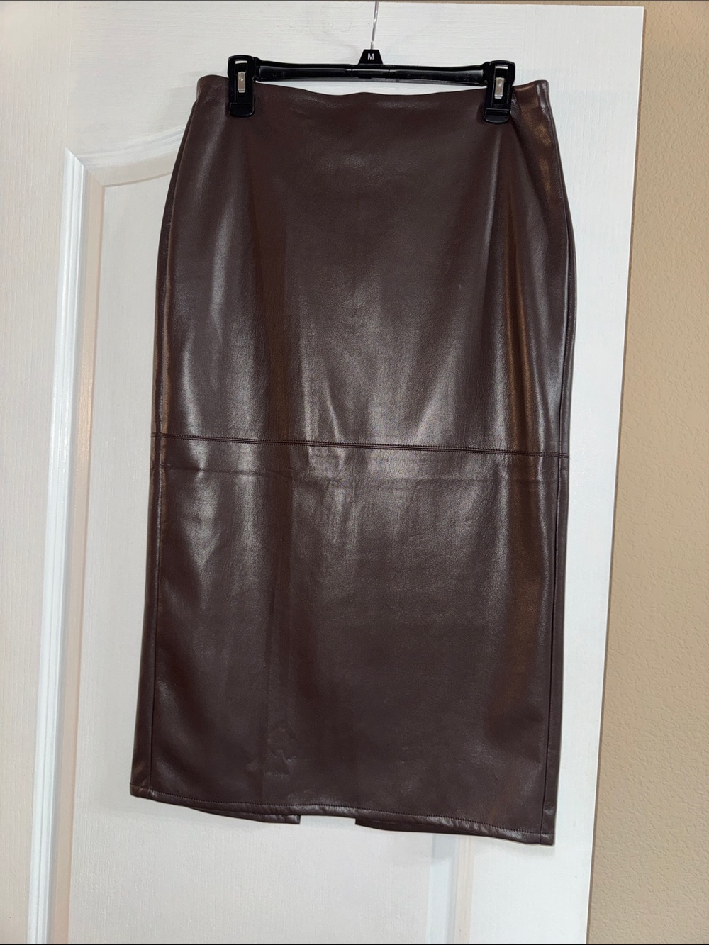 Good American Brown Faux Leather Pencil Skirt